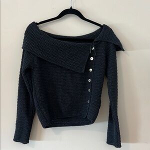 Zara blue Off-Shoulder Knit Sweater